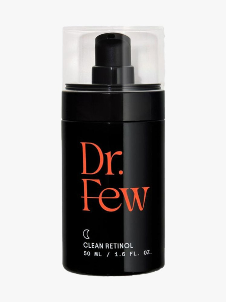 Dr. Few Clean Retinol black pump bottle on light gray background