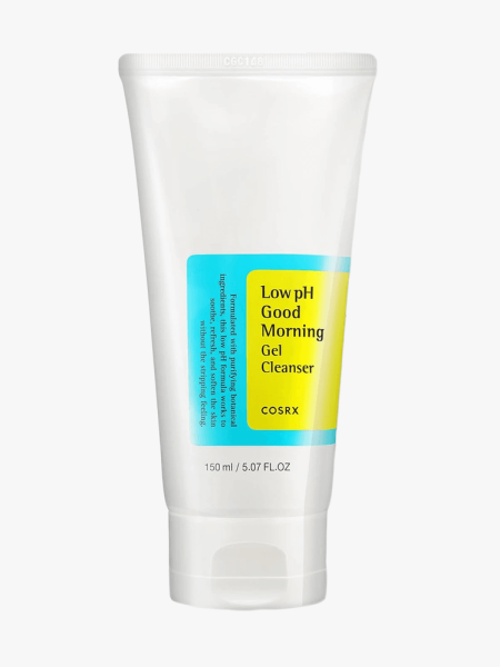 Cosrx Low pH Good Morning Gel Face Cleanser in branded component on a light gray background