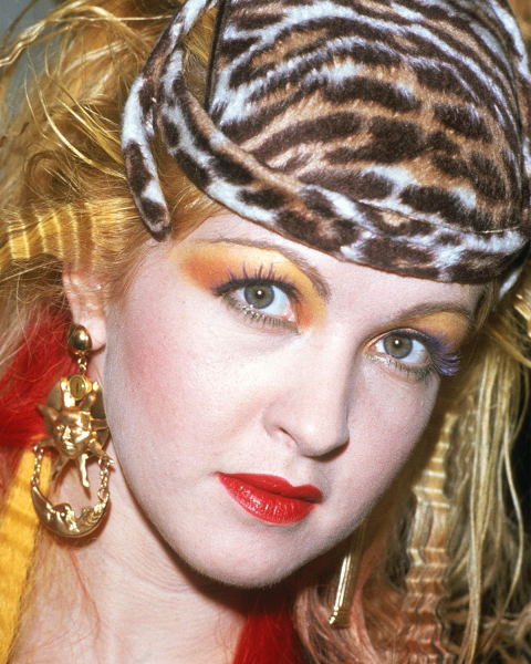 cyndi lauper with colorful eye shadow in the 80s